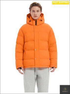 Men's 90% White Duck Down Puffer Jacket Detachable Hood Quilted Winter Coat